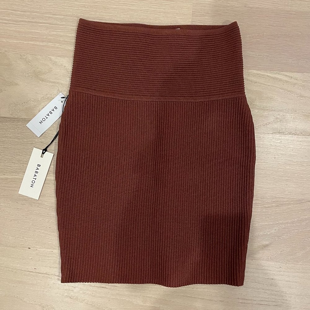 NEW NWT Aritzia Babaton Sculpt Knit Mini Skirt Sundried Red XS